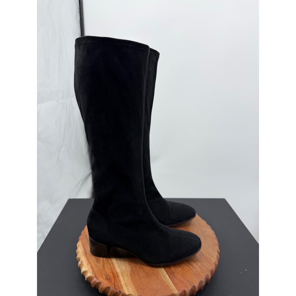 Munro Abby Tall Stretch Boots Women 8.5 W Black Low Block Heel Pull On 5517